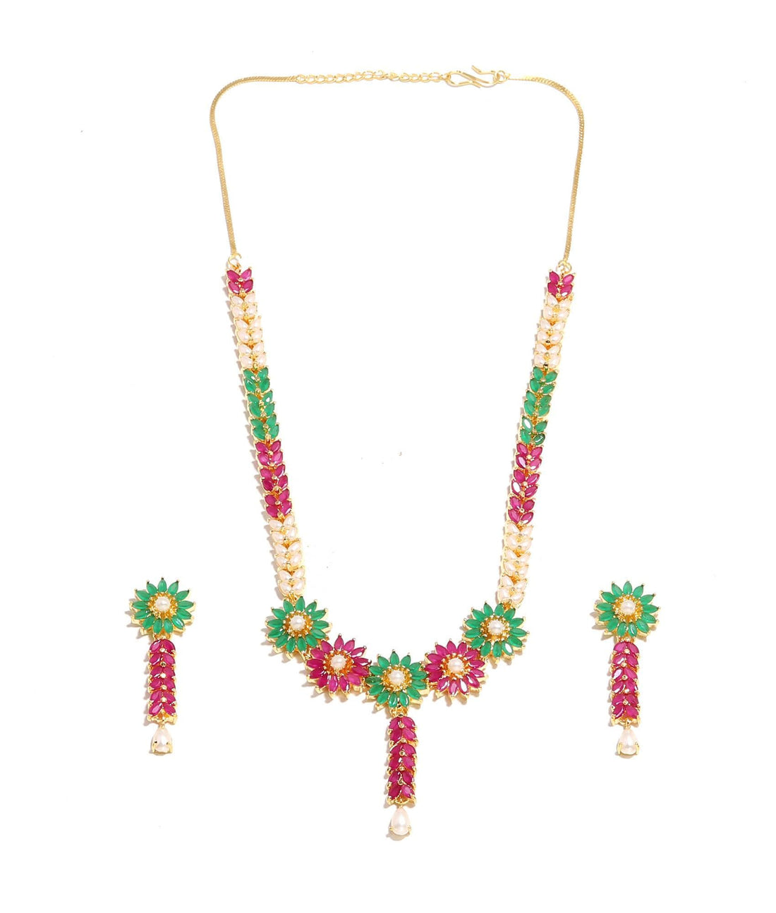 Emerald & Multi-Stone Necklace | 22K Gold Plated Indian Wedding Jewelry | Statement Bridal Necklace | Gift For Her | Engagement Jewelry — 6