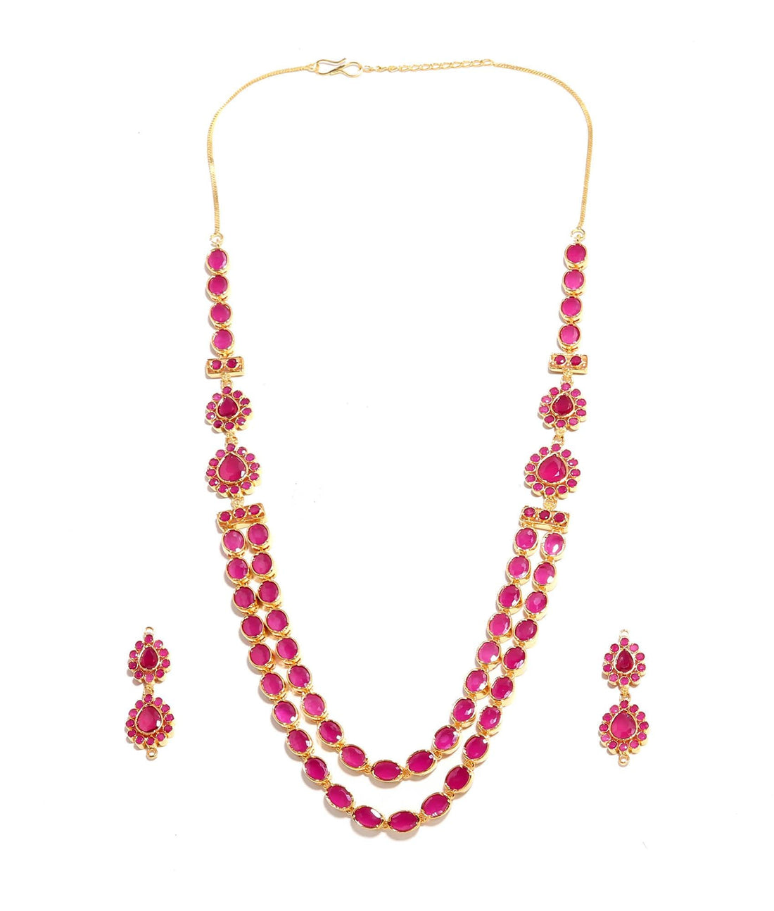 2 Layer Ruby Necklace, Layered Red Gemstone Necklace, 22K Gold Plated Necklace, Dainty Layering Jewelry, July Birthstone Gift for Her — 4