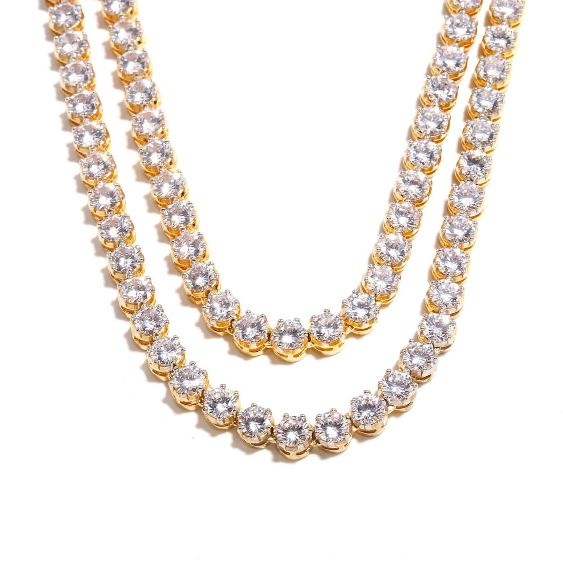 Elegant Gold Plated Tennis Necklace & Earrings Set | Diamond Look CZ Jewelry | Bridal Wedding Necklace Set | Party Jewelry | Gift for Her — 3