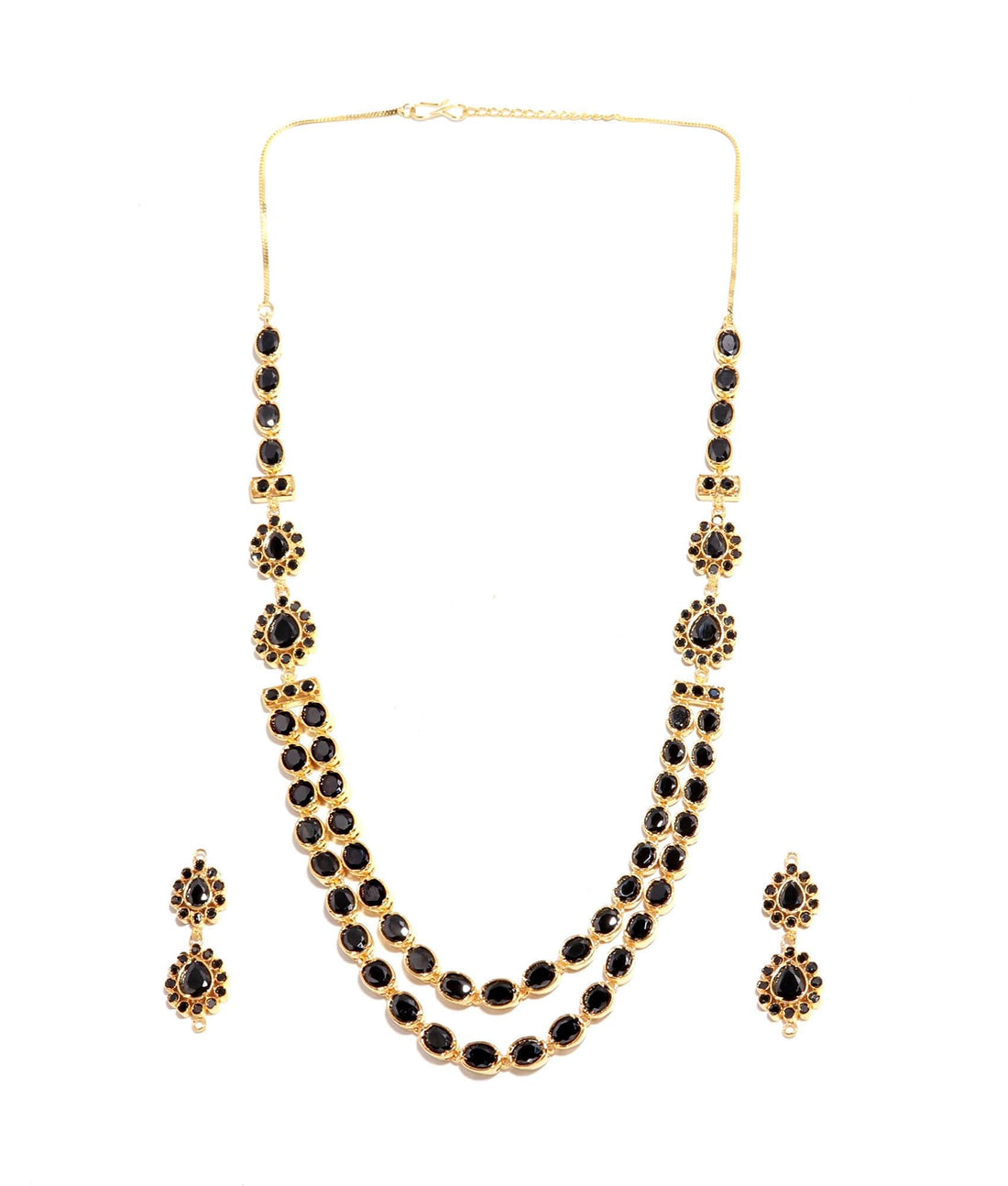 22K Gold Plated Black Onyx Necklace Set Jewelry |Teardrop Onyx Pendant Necklace with Matching Earrings | Wedding Jewelry Statement — 5