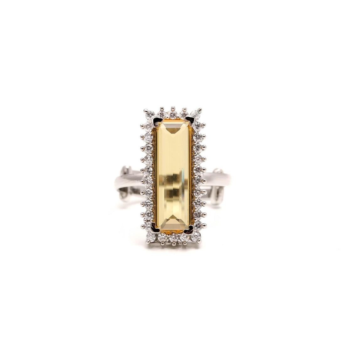 Dainty Baguette Stone Ring| Sterling Silver Statement Ring | Emerald Cut Long Gemstone Ring | Dainty Halo Ring | Modern Minimalist Jewelry — 5