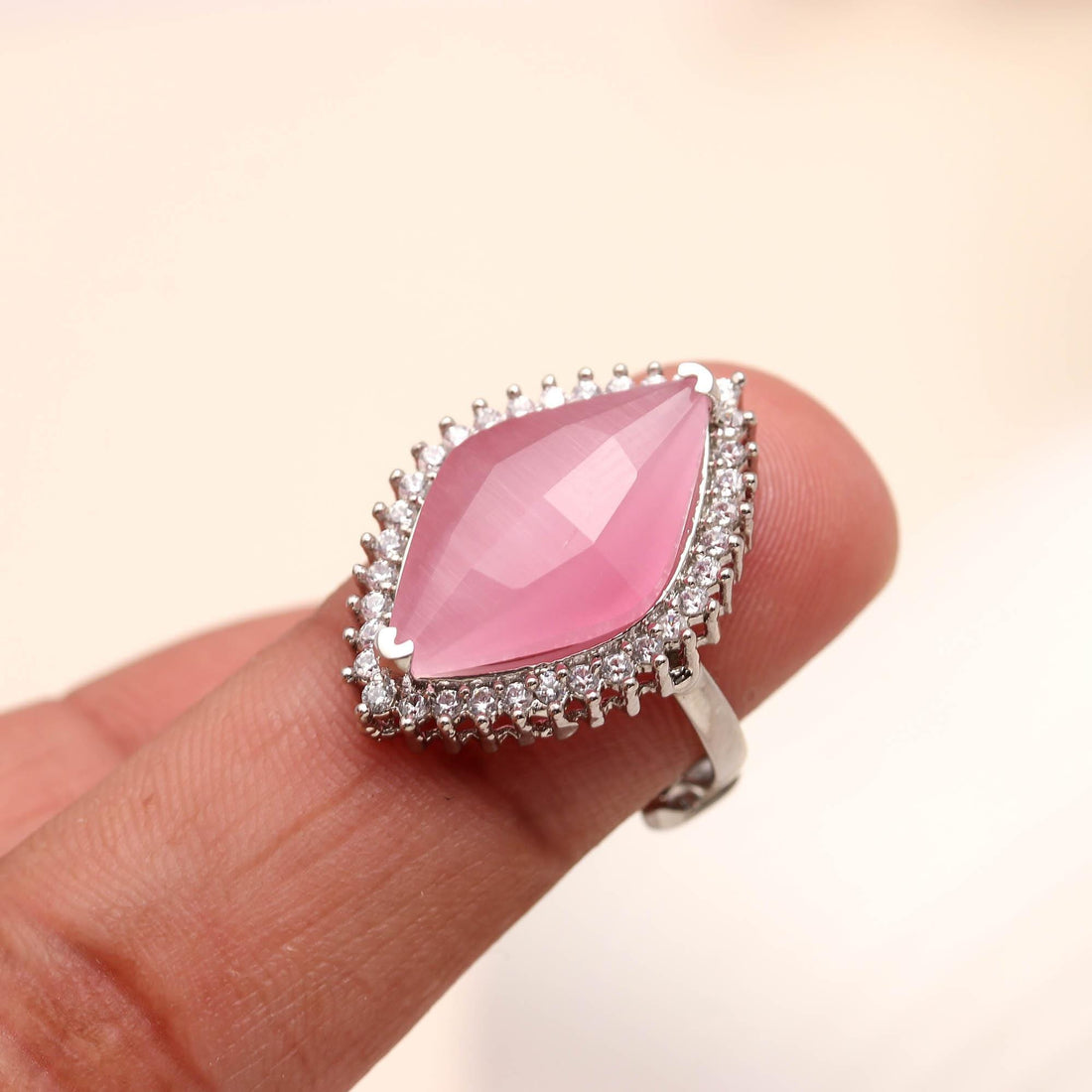 Marquise Cut Silver CZ Halo Women's Ring | Wedding Ring | Unique Fashion Accessory | Statement Style | Bridal Ring | Gift For Her — 4