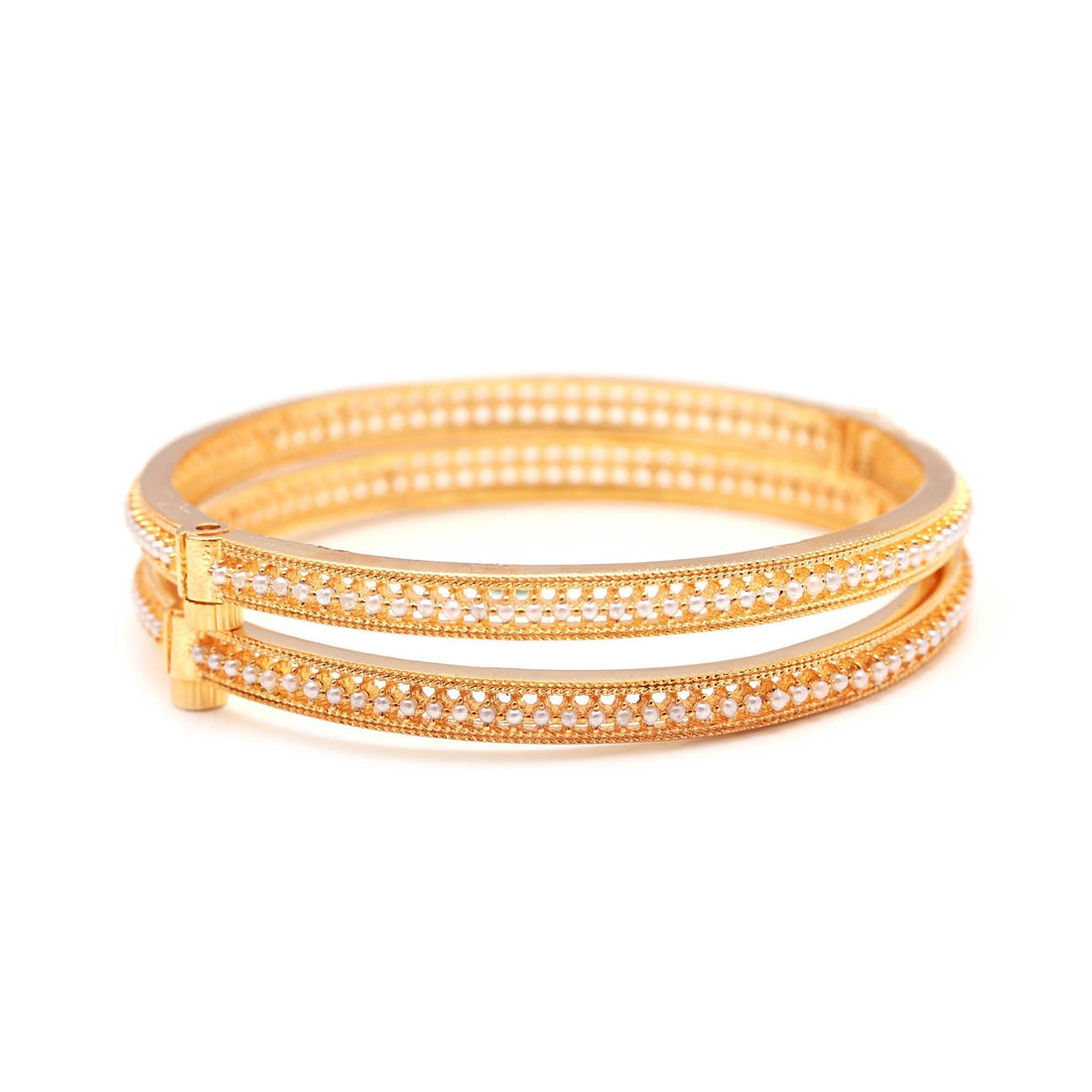 Gold Plated Fresh Water Pearls Bangles |Elegant Slim Kada Bracelet | Indian Traditional Jewelry |Wedding & Party Wear Bangles | Gift for Her — 4