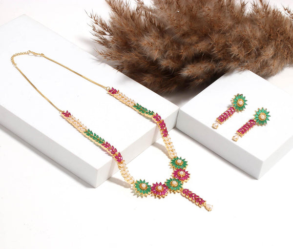 Emerald & Multi-Stone Necklace | 22K Gold Plated Indian Wedding Jewelry | Statement Bridal Necklace | Gift For Her | Engagement Jewelry