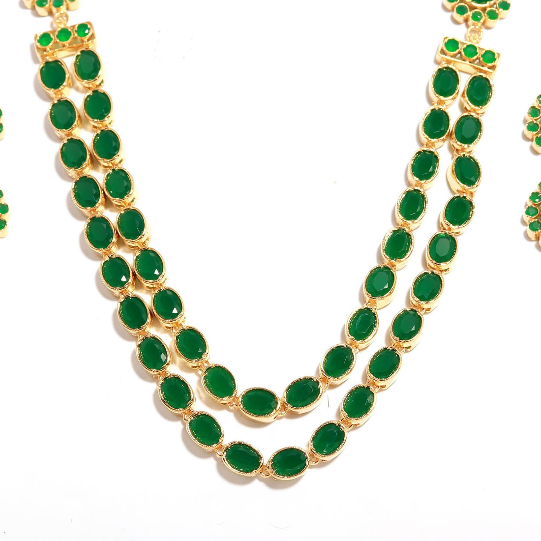 22K Gold Layer Emerald Long Necklace | Layered Necklace |Dainty Gold Layering Jewelry | Emerald Beaded Necklace Set| Minimalist Gift for Her — 5