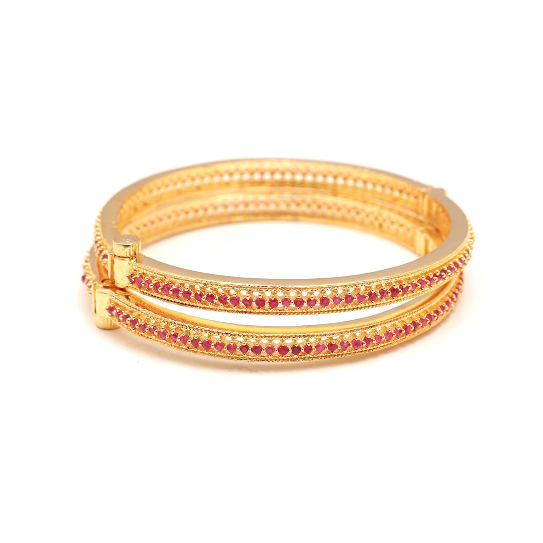 Ruby Stone Gold Bangles | Elegant Red Gemstone Bangle Set for Women | Everyday Ethnic Wear | GIft For Her — 3