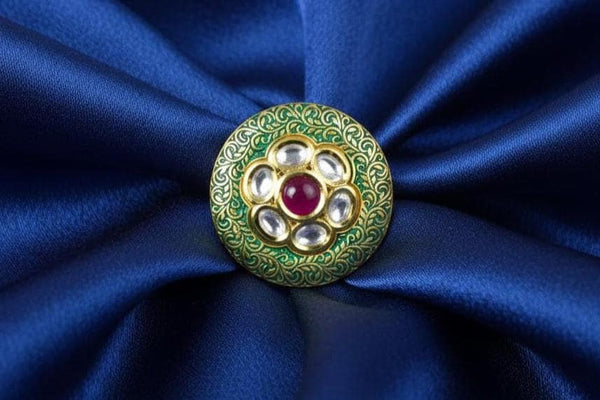 22K Gold Plated Kundan Polki CZ Ring | Indian Ethnic Bridal Statement Jewelry | Wedding Engagement  Ring | Party Wear Ring | Gift For Women