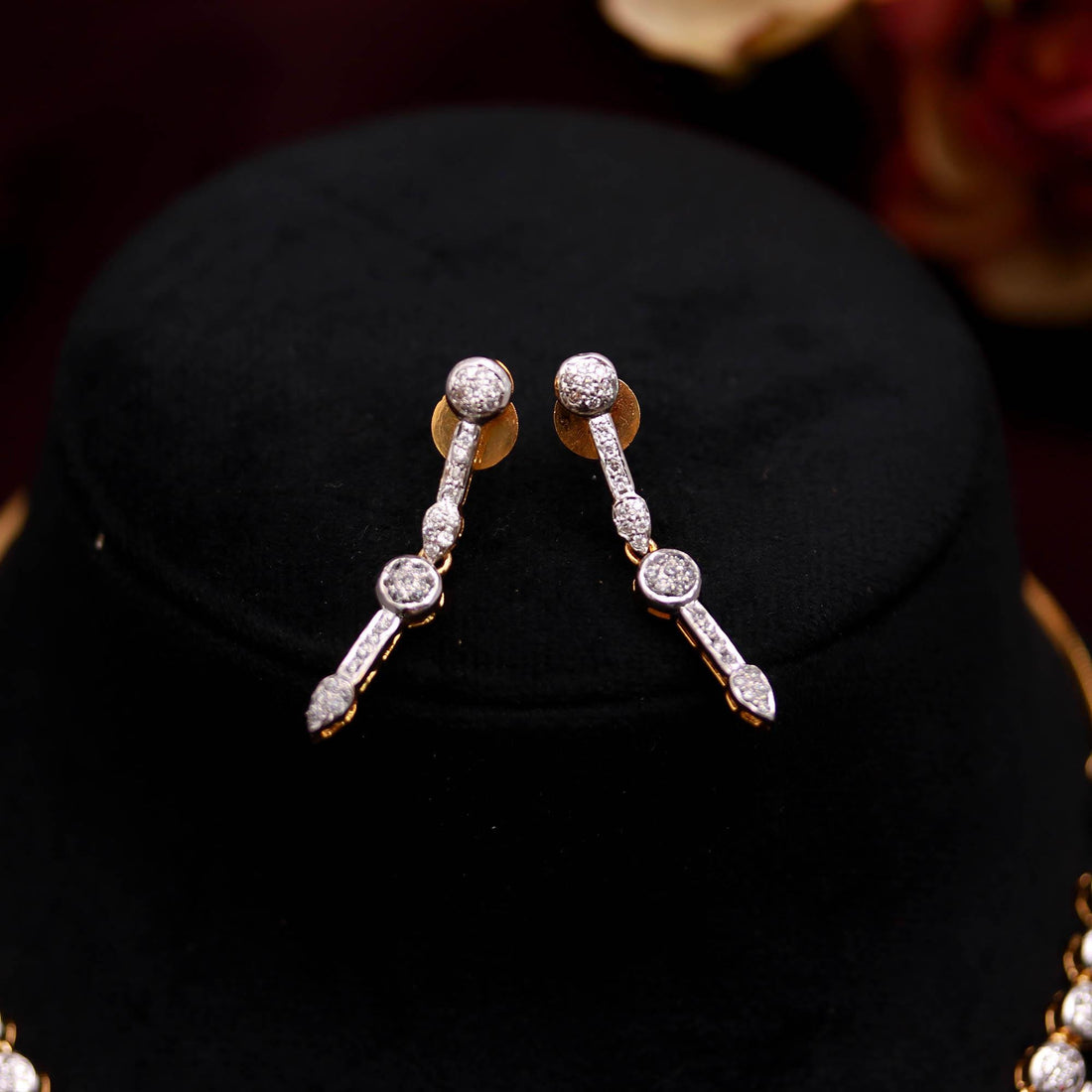 22K Gold Plated Cubic Zirconia Diamond Necklace Set |Gemstone Necklace with Earrings | Bridal Jewelry | Traditional Jewelry | Gift for Her — 2