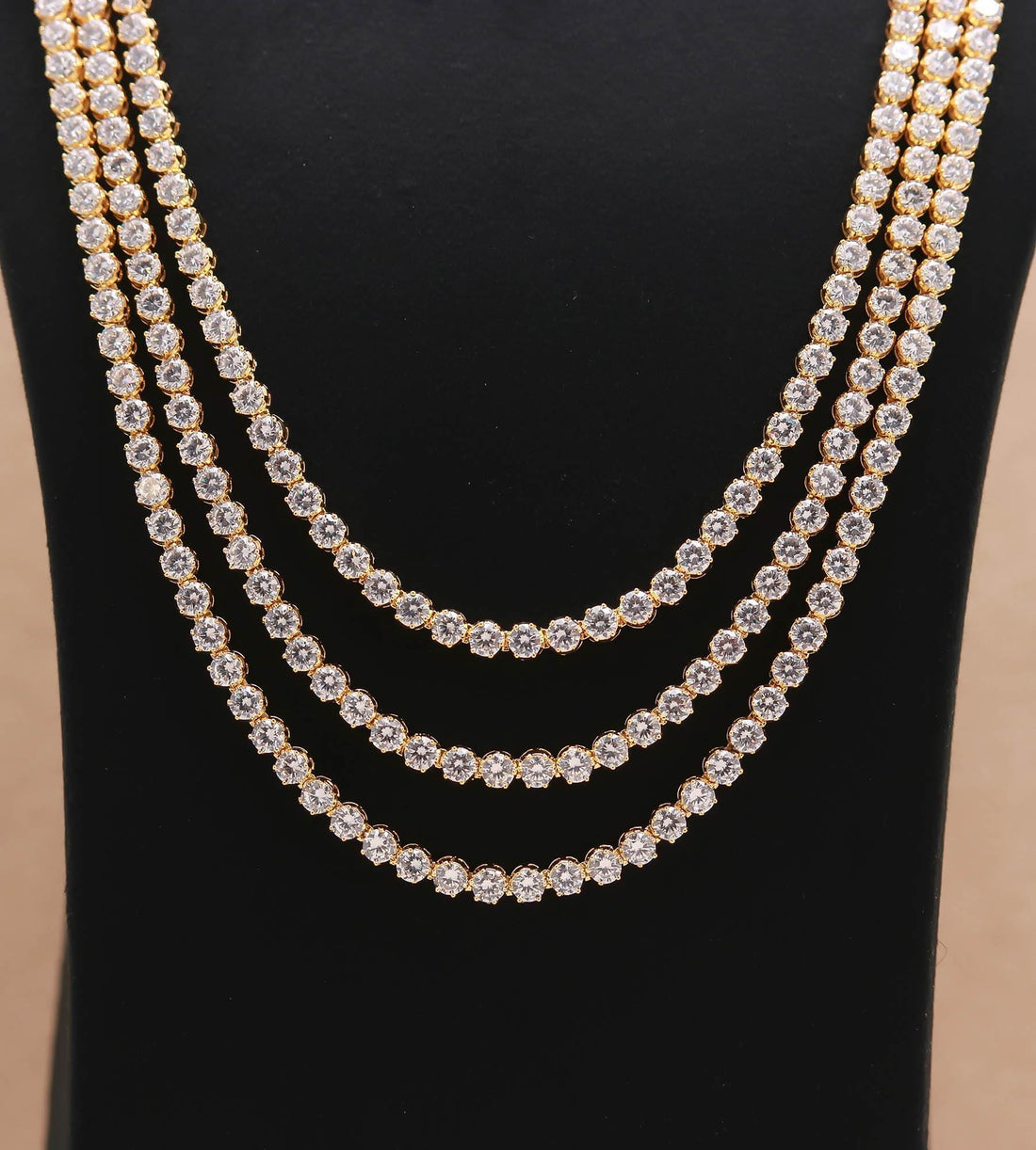 22k Gold Plated  Tennis 3-Layer CZ Necklace Set | Wedding Necklace With Long 3 Layer | Gift For Her | Bridal set |Jewelry Set — 6