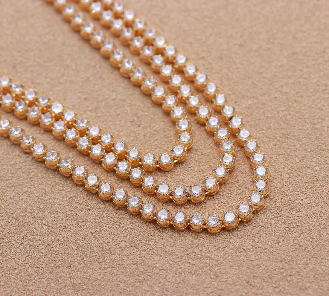 22k Gold Plated  Tennis 3-Layer CZ Necklace Set | Wedding Necklace With Long 3 Layer | Gift For Her | Bridal set |Jewelry Set — 5