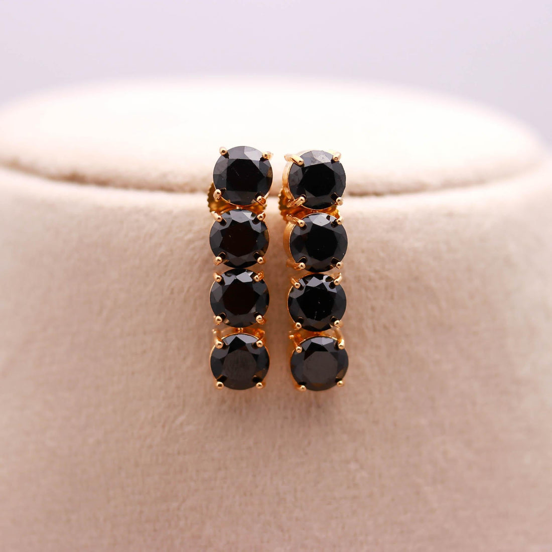 Black Onyx Necklace Set | 22K Gold Plated Brass Jewelry | Statement Necklace | Adjustable Elegant Gift | Gift For Her — 3
