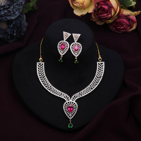 22K Gold Plated Ruby CZ Necklace Set | Indian Bridal Jewelry | Traditional Necklace | Festival Jewelry | Wedding Necklace Set| Bridal Gift