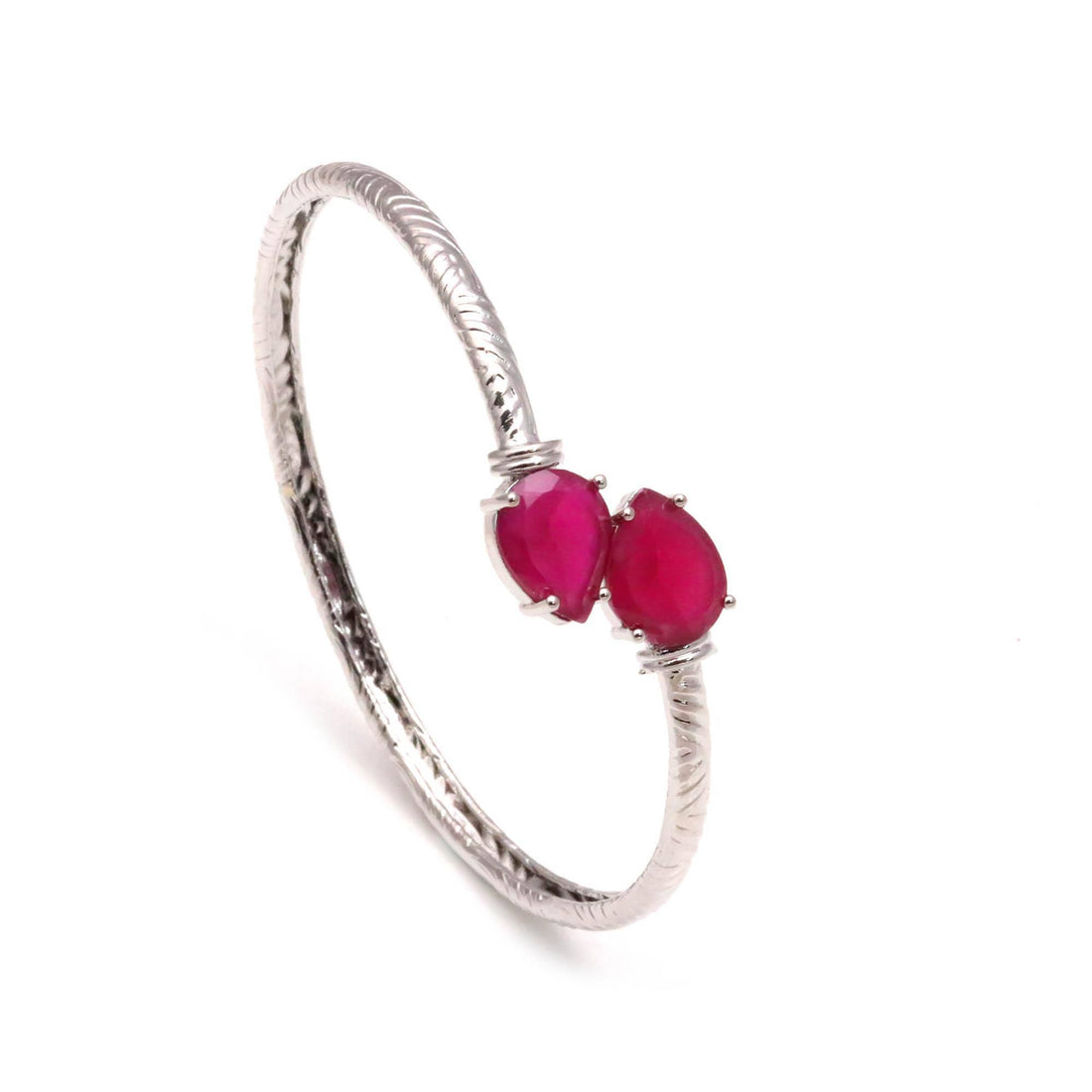 Pear Cut Rubellite Bracelet | Pink Tourmaline Style Adjustable Bangle | 925 Silver Plated Brass Bracelet | Fashion Jewelry | Gift for Her — 4