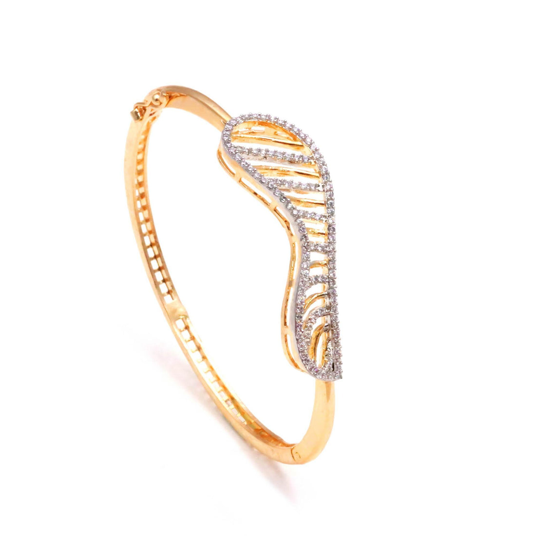 Luxury 22K Gold Plated CZ Openable Bracelet | Indian Bridal Party Wear Bracelet | Elegant Cubic Zirconia Jewelry | Wedding Gift for Women — 4