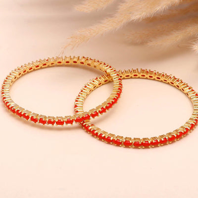 22K Gold Plated Brass Single Line Coral Pearl Bangle | Traditional Bangle | Gift For Her | South Indian Bridal Bangle | Wedding Bangle