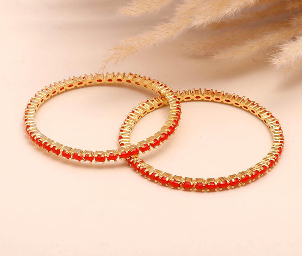 22K Gold Plated Brass Single Line Coral Pearl Bangle | Traditional Bangle | Gift For Her | South Indian Bridal Bangle | Wedding Bangle