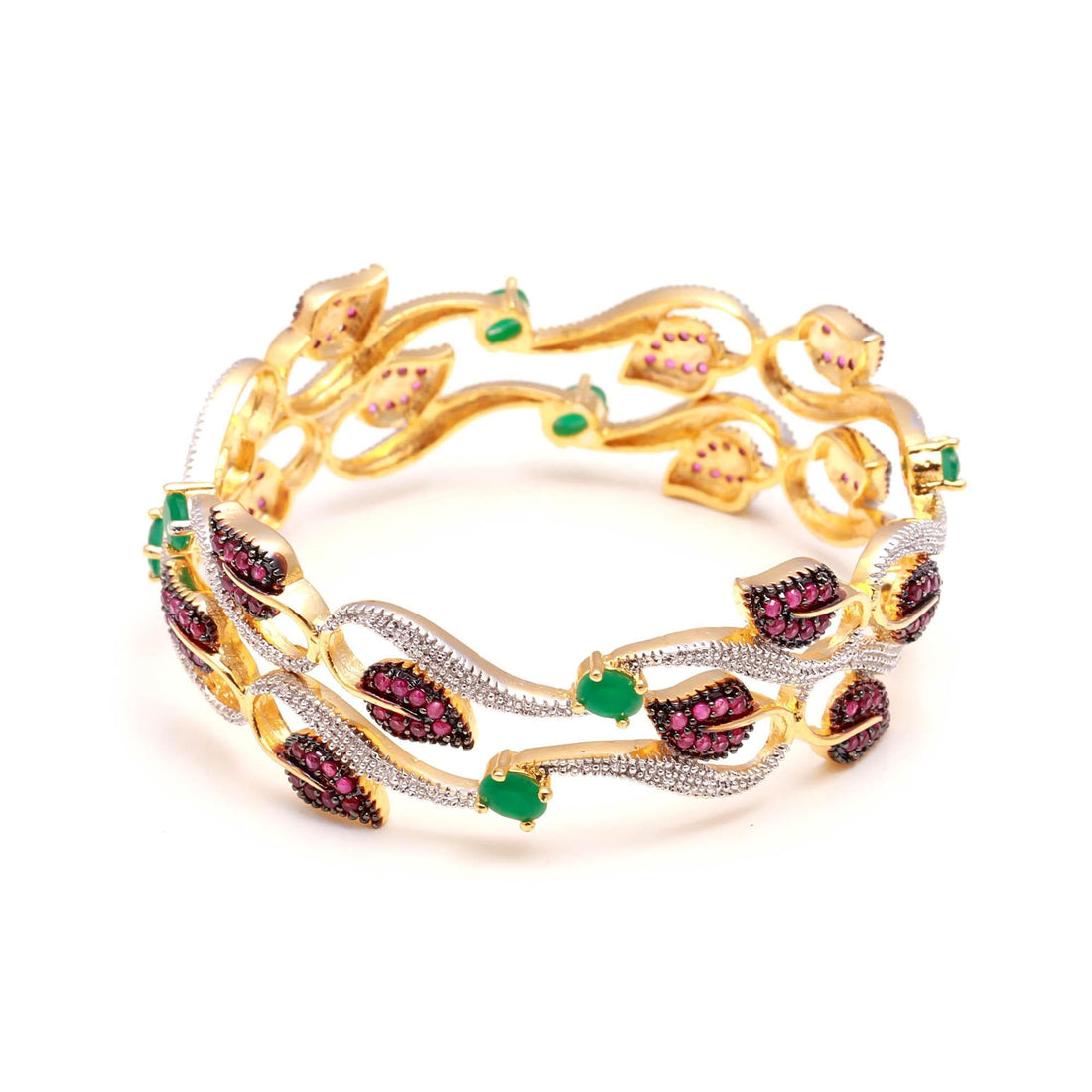 Zirconia Enamel Gold Plated Bangle |22K Gold Plated Brass American Diamond Bracelet |Traditional Indian Bridal Wedding Jewelry |Gift for Her — 4