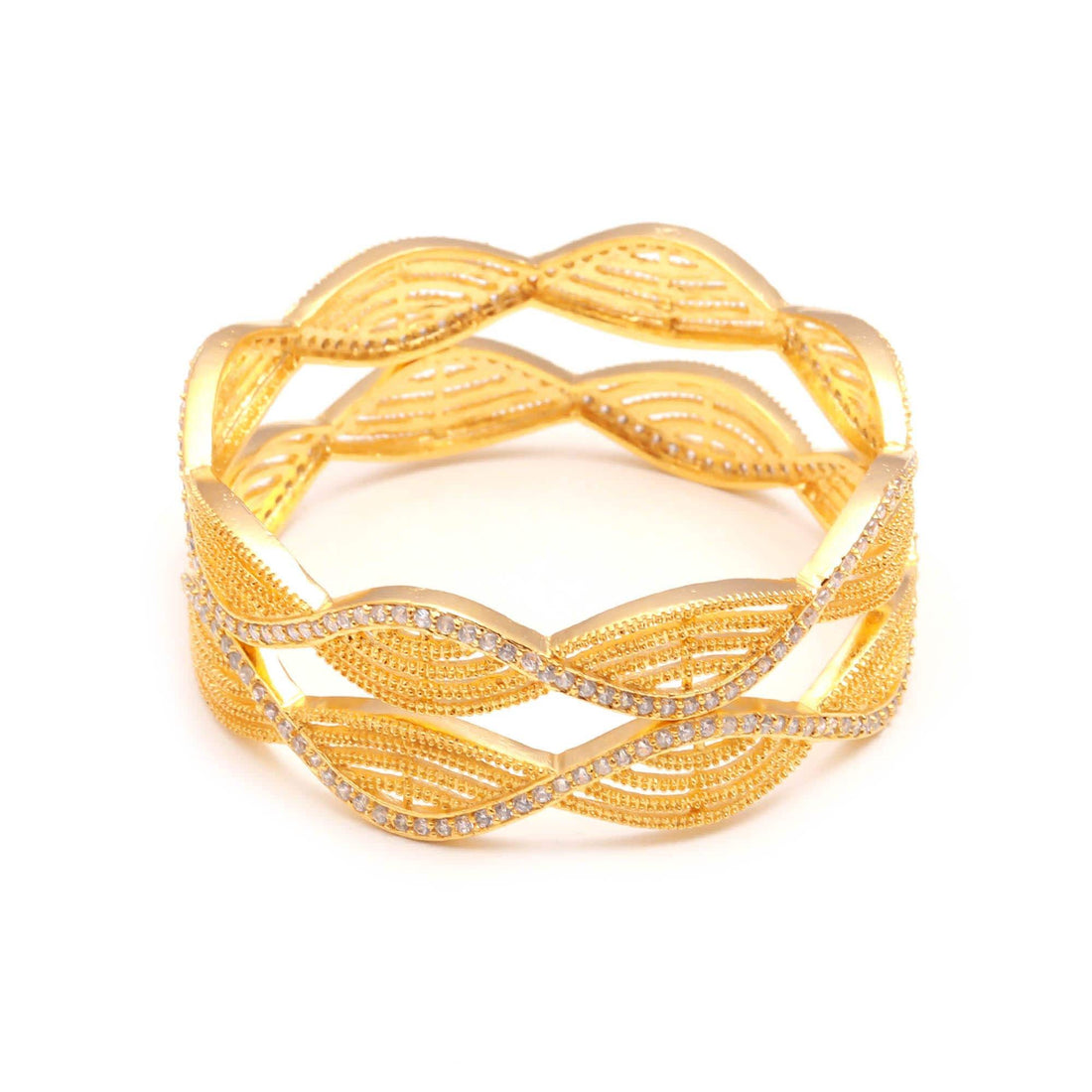 Traditional 22K Gold Plated Brass Kada | Zirconia American Diamond Bangle | Indian Bridal Wedding Jewelry | Festive Bracelet | Gift for Her — 4