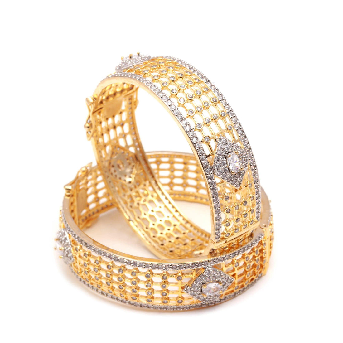 22K Gold Plated CZ Bangle Bracelet | American Diamond Traditional Indian Kada | Bridal Wedding Jewelry | Festive Bangle  | Gift for Her — 3