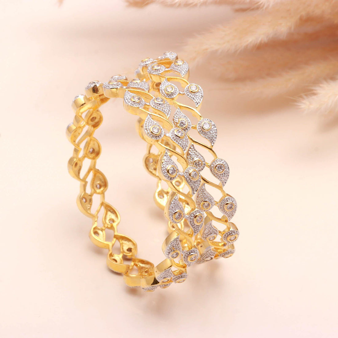 22K Gold Plated CZ Bangle Bracelet | American Diamond Kada | Ethnic Bridal Wedding Bangle | Traditional Bangle  | Gift for Her — 2