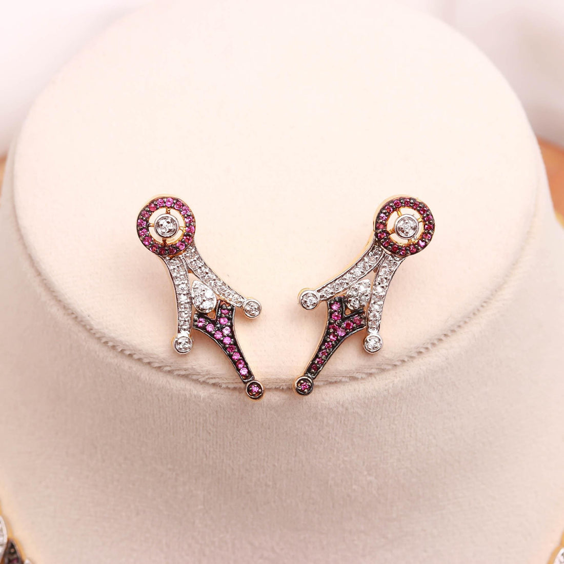 22K Gold Plated CZ & Ruby Necklace Set | Brass Diamond Cut Statement Jewelry | Adjustable Bridal Necklace | Wedding Necklace  | Gift For Her — 3