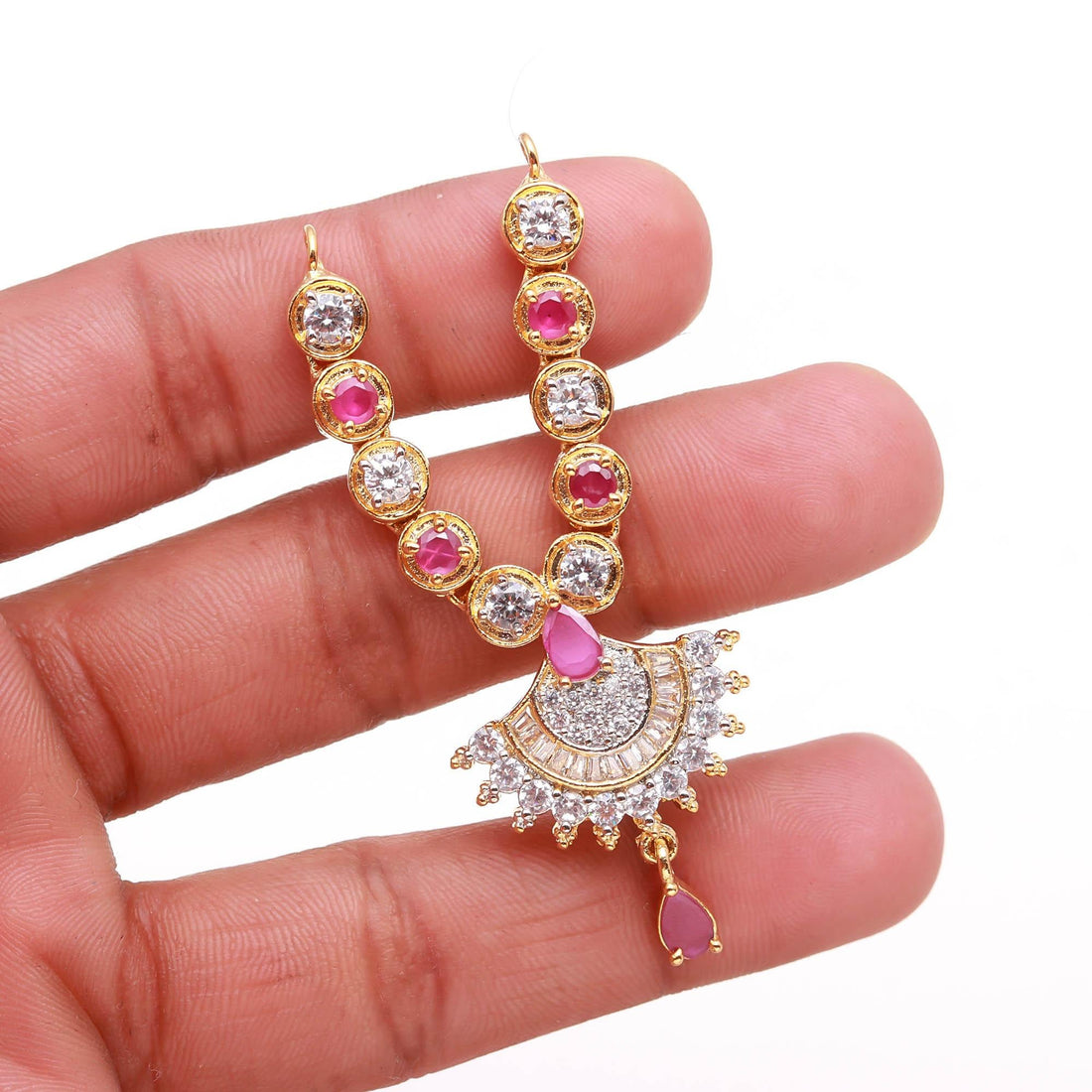 Krishna Ladu Gopal Ruby White Necklace | Ladu Gopal Kanthi Mala | Janmashtami Pooja Temple Decoration | Ladu Gopal Shringar Jewelry — 2