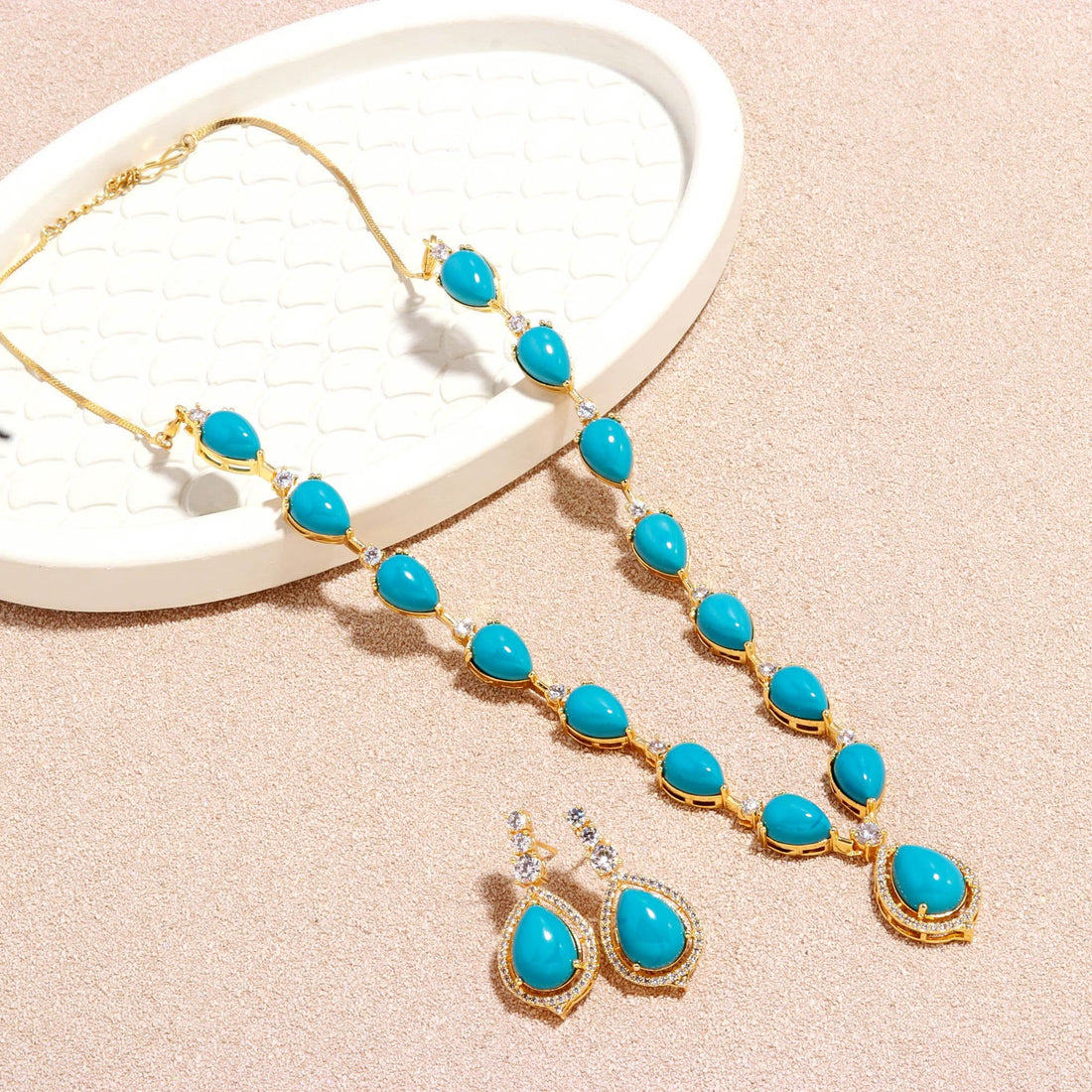 22K Gold Plated Brass Necklace Set | Traditional Indian Wedding Necklace | Engagement Necklace |Party Wear Statement Necklace | Gift for Her — 2