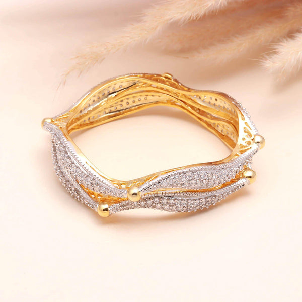 22K Gold Plated Bridal Brass Bangle | CZ American Diamond Bracelet | Traditional Bangle | Indian Wedding Jewelry | Gift for Women