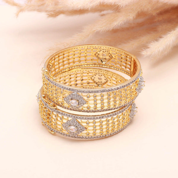 22K Gold Plated CZ Bangle Bracelet | American Diamond Traditional Indian Kada | Bridal Wedding Jewelry | Festive Bangle  | Gift for Her