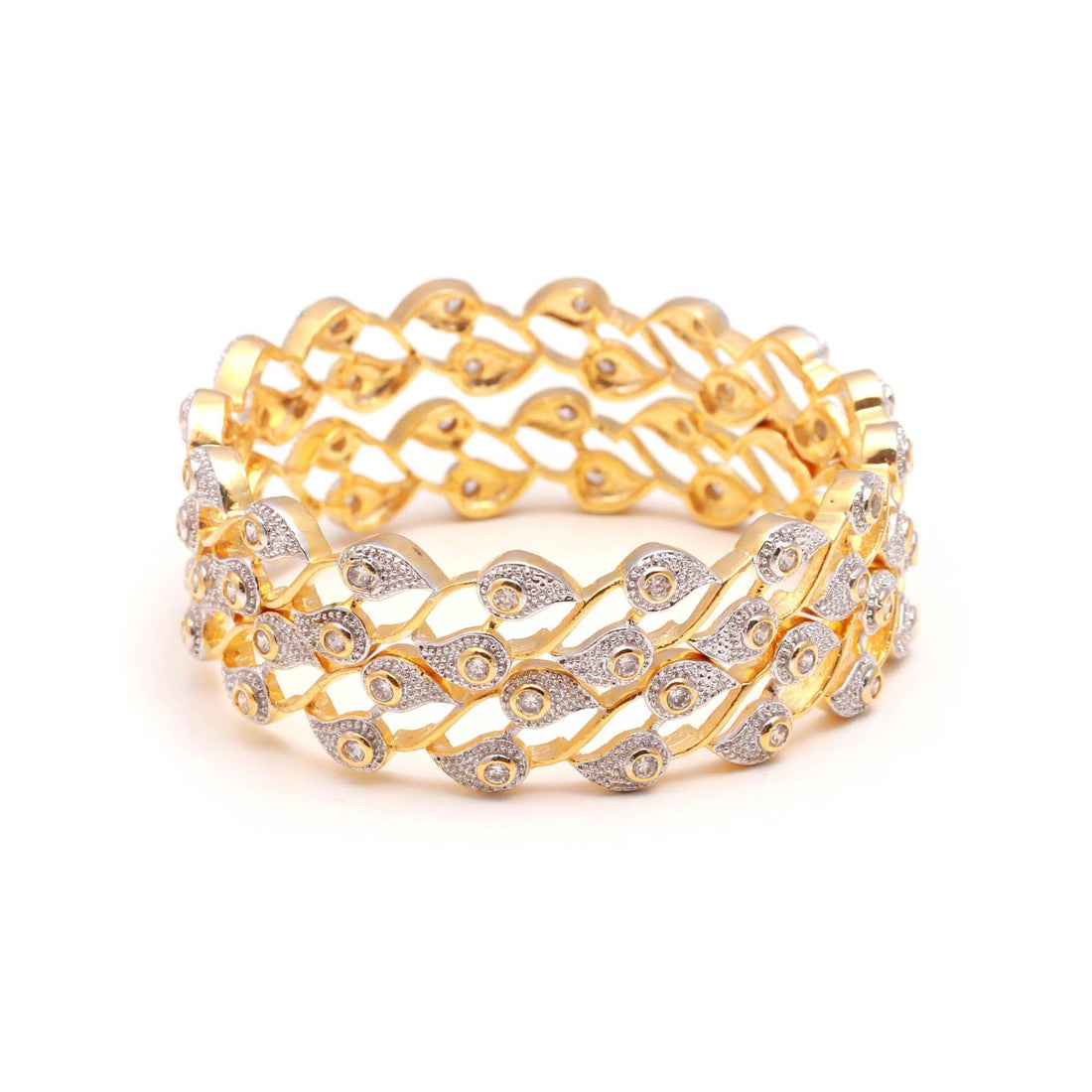22K Gold Plated CZ Bangle Bracelet | American Diamond Kada | Ethnic Bridal Wedding Bangle | Traditional Bangle  | Gift for Her — 3