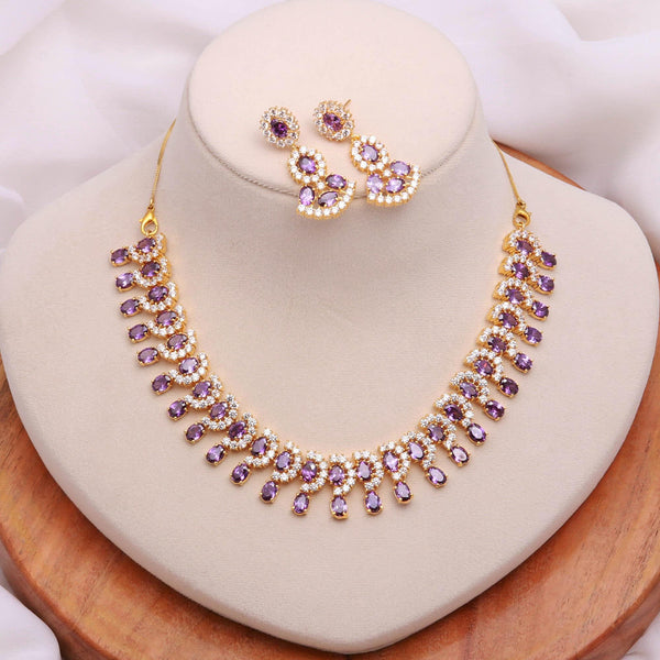 African Amethyst Oval Statement Necklace Set | 22K Gold Plated Bridal Necklace | Wedding Jewelry | Festive Necklace  | Gift for Her