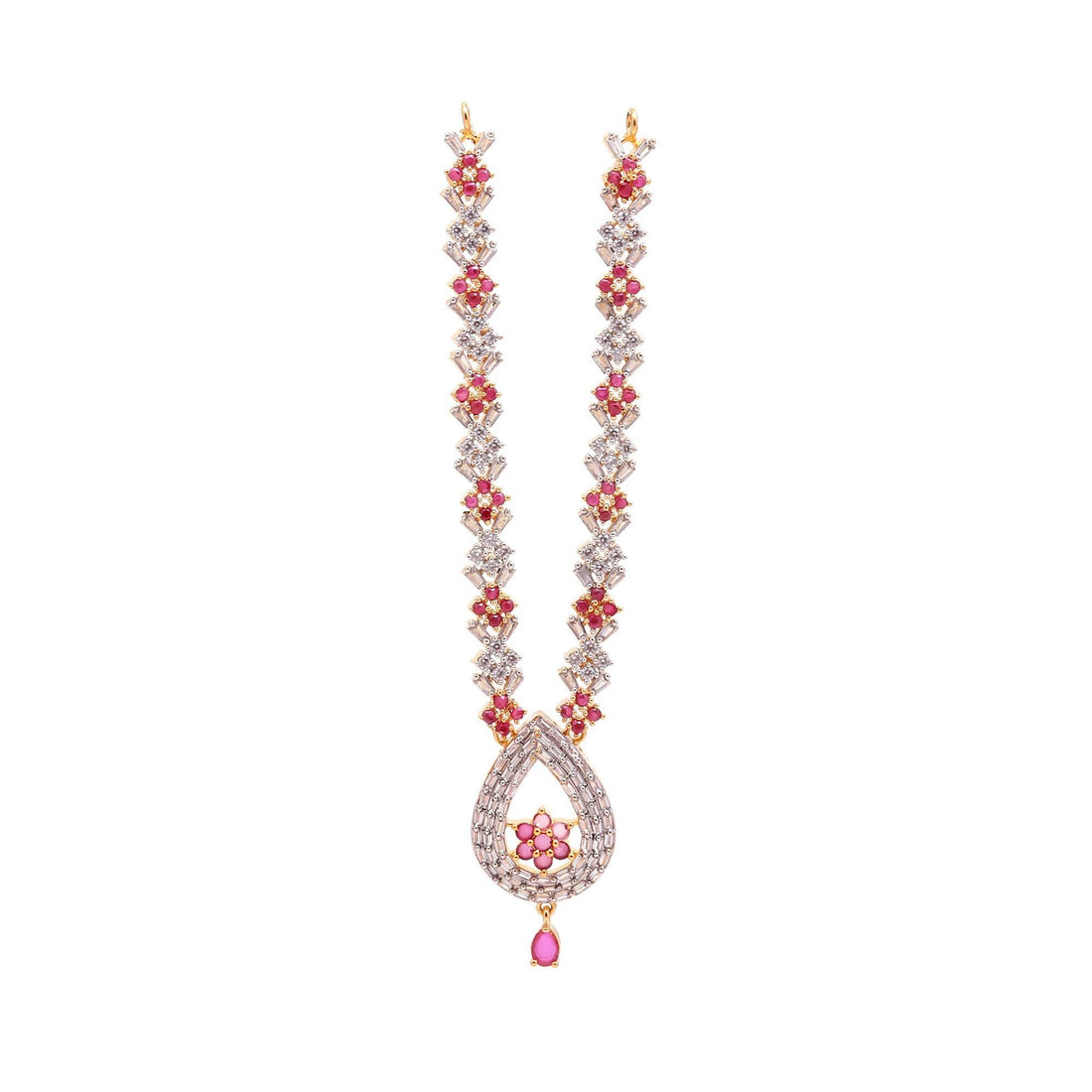 Ruby White Necklace For Krishna Ladu Gopal |Traditional Kanthi Mala For Idol Shringar |Janmashtami Pooja Mandir Decoration Jewelry Accessory — 4