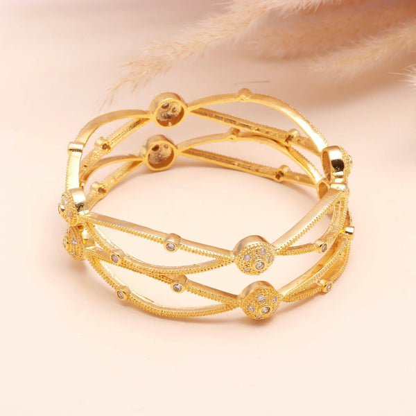22K Gold Plated CZ Bangle Bracelet | American Diamond Traditional Kada | Ethnic Bracelet For Women | Festive Party Wear Jewelry