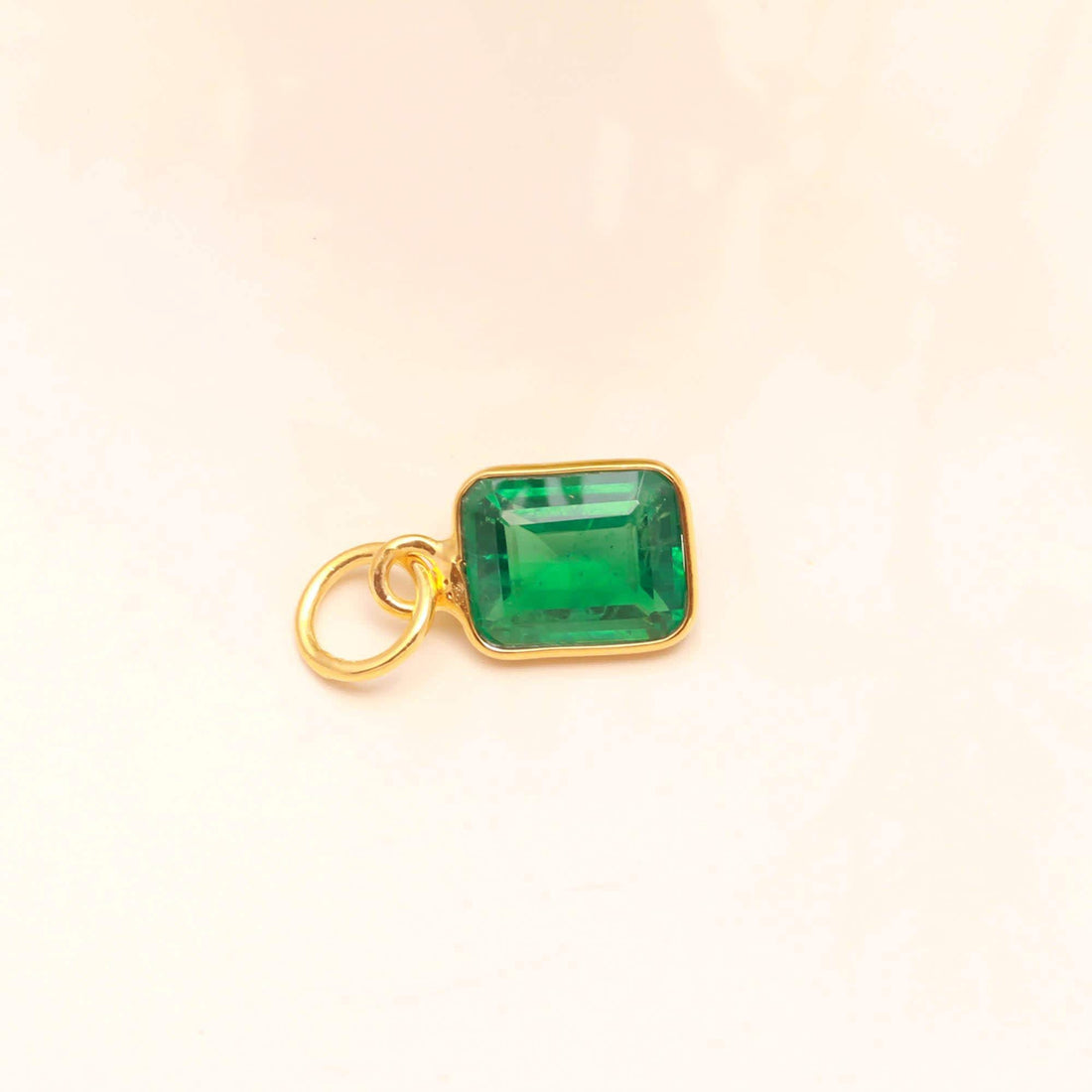 Zambian Emerald Octagon 12K Solid Gold Pendant, 5.81 ct  Green Zambian Emerald Charm, 9x15mm Step Cut Handmade Pendant, Gift for her — 6
