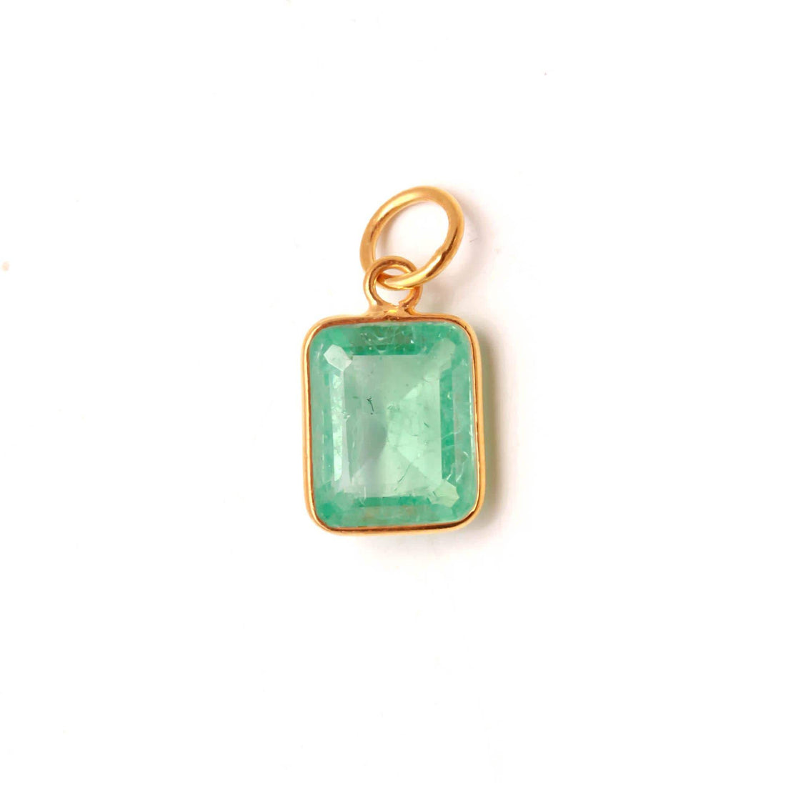 Columbian Emerald Octagon 12K Solid Gold Pendant, 7.39 ct  Green Colombian Emerald Charm, 10x15mm Step Cut Handmade Pendant, Gift for her — 2