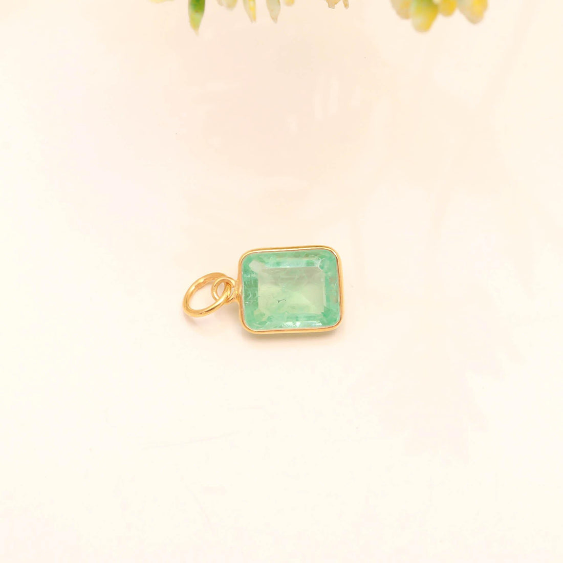 Columbian Emerald Octagon 12K Solid Gold Pendant, 7.39 ct  Green Colombian Emerald Charm, 10x15mm Step Cut Handmade Pendant, Gift for her — 5