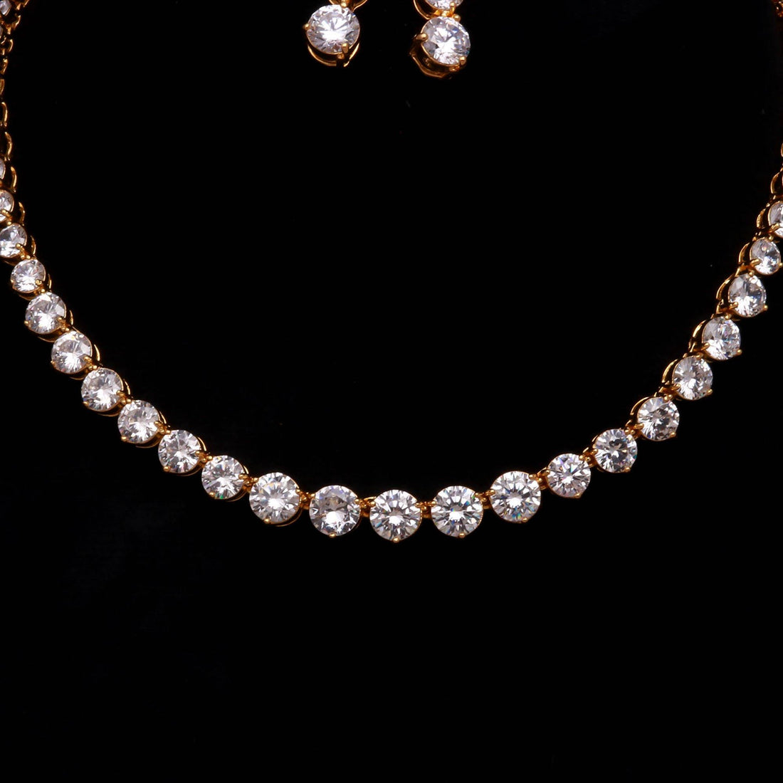 Tennis CZ Diamond Necklace |22K Gold Plated AAA Cubic Zirconia Bridal Necklace  | Wedding Jewelry | Gift for Her | South Indian Jewelry — 4