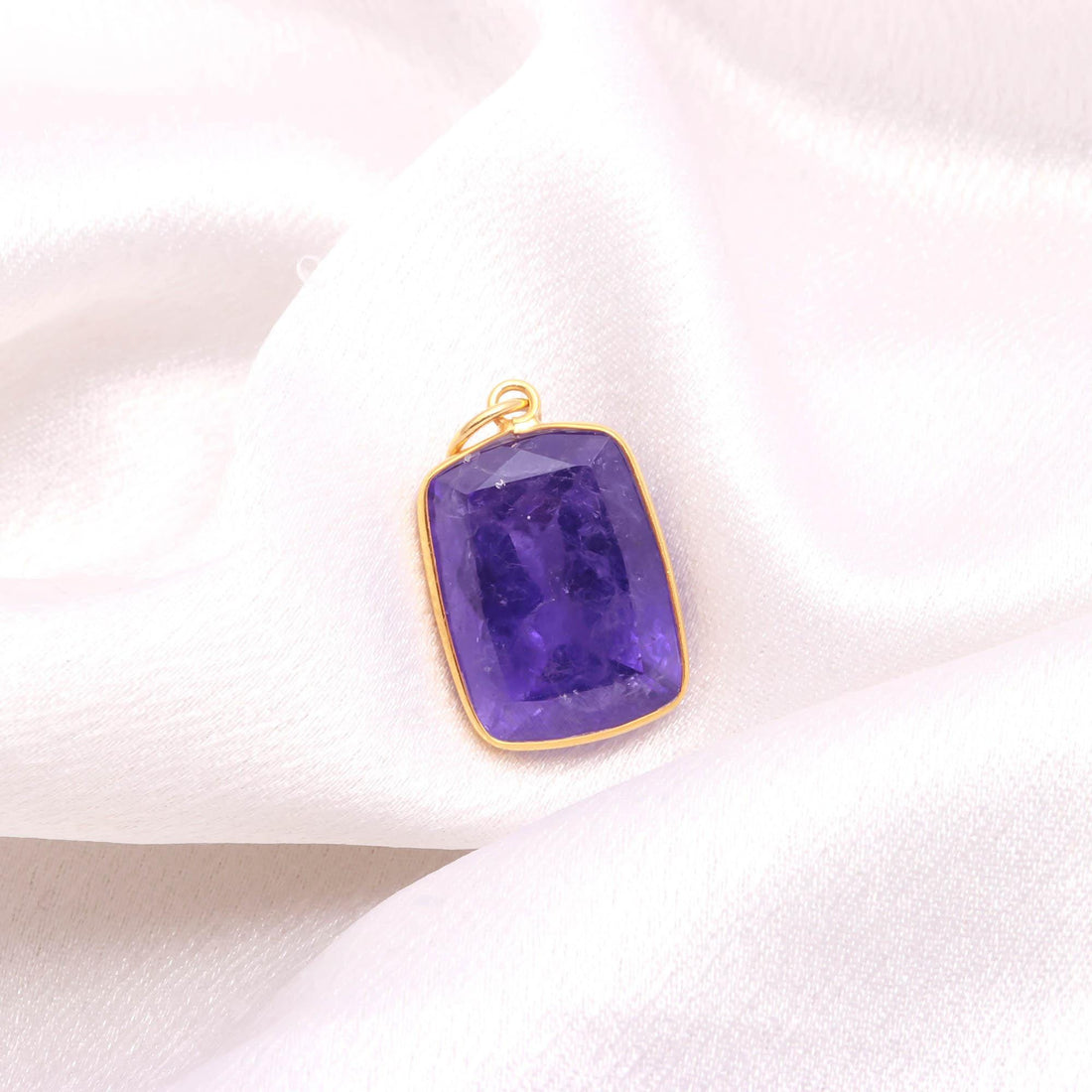 Octagon Tanzanite Pendant 12K Solid Gold , 20.9ct  Purple Tanzanite Charm, Large 15x19mm Step Cut Statement Pendant, Gift for her