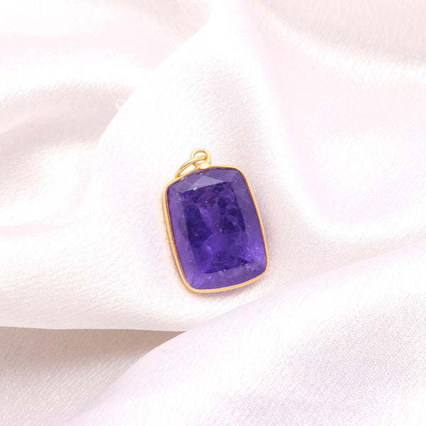 Octagon Tanzanite Pendant 12K Solid Gold , 20.9ct  Purple Tanzanite Charm, Large 15x19mm Step Cut Statement Pendant, Gift for her