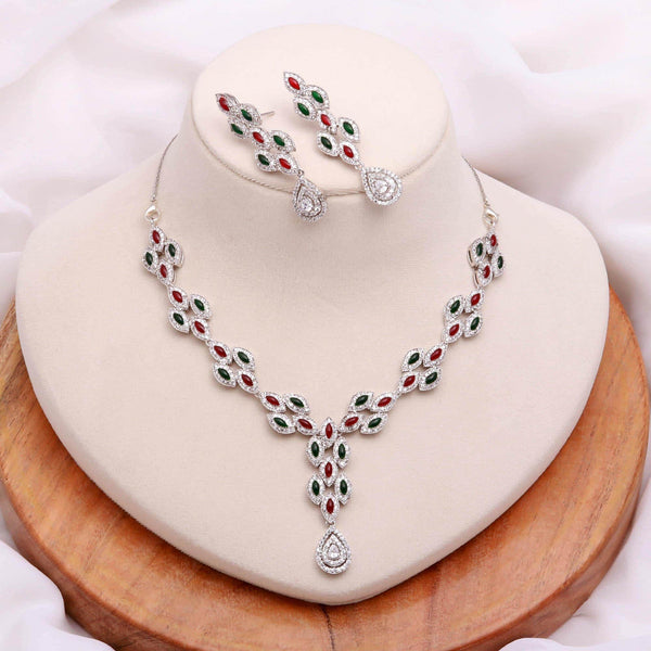 Ruby & Emerald Oval Necklace Set | 22K Gold Plated Necklace | Wedding Jewelry | Festive Necklace| Bridal Necklace | Gift For Her