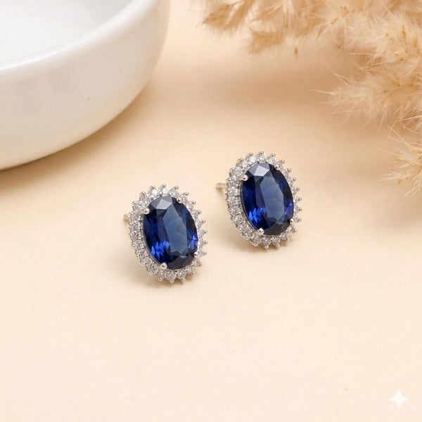 Dainty Stud Earrings: 14k White Gold Plated, AAA Stone