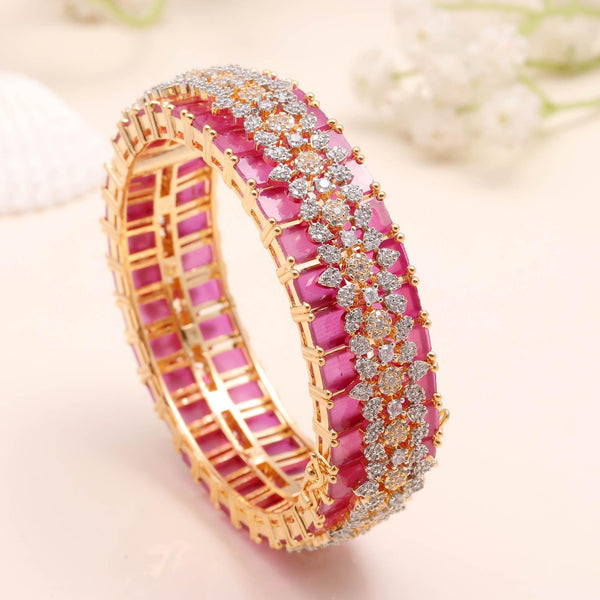 Ruby CZ Openable Bangle | 22K Gold Plated Handmade Bangle Bracelet | Traditional Bangle | Bridal Bangle | Wedding Bangle | Gift For Her