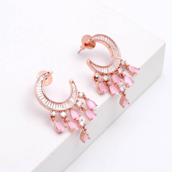 Minimal Rose Quartz Earrings | Luxury Helix Tragus Gemstone Jewelry | Cute Dainty Earrings | Gift For Her