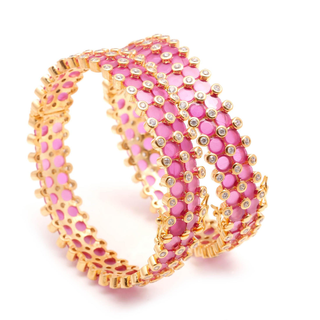 22K Gold Plated Ruby CZ Openable Bangle | Traditional Indian Jewelry | Wedding Bangle | Ethnic Bangle|  Gift For Her | Party Wear Bangle — 4