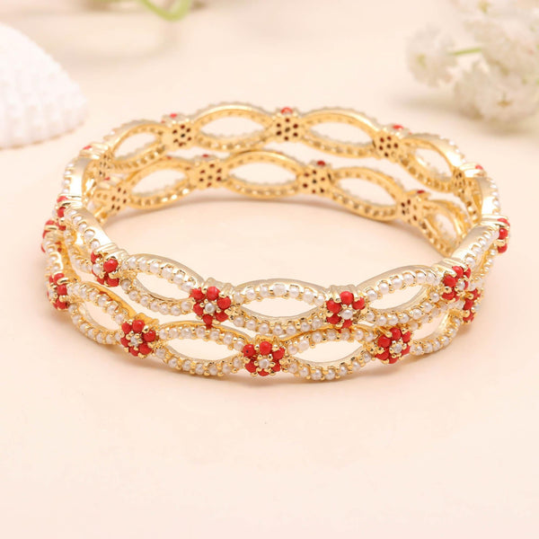 22K Gold Plated  Coral Pearl Bangle | Indian Bracelet | Wedding Jewelry | Ethnic Wear Bangle | Gift For Her | Indian Bangle | Bridal Bangle