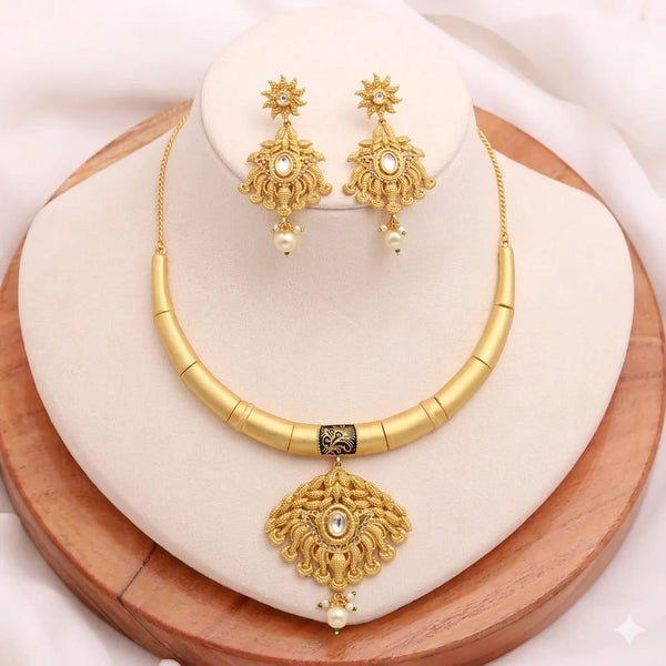 Traditional Indian Gold Plated Necklace Set | Handmade Bridal Wedding Jewelry | Fashion Statement Jewelry | Gift For Her