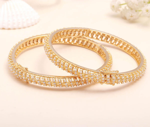 Faux Pearl Openable Bangles | 22K Yellow Gold Plated Pearl Bracelet Set | Traditional Indian Bangles |Ethnic Wedding Bangles |Gift For Women