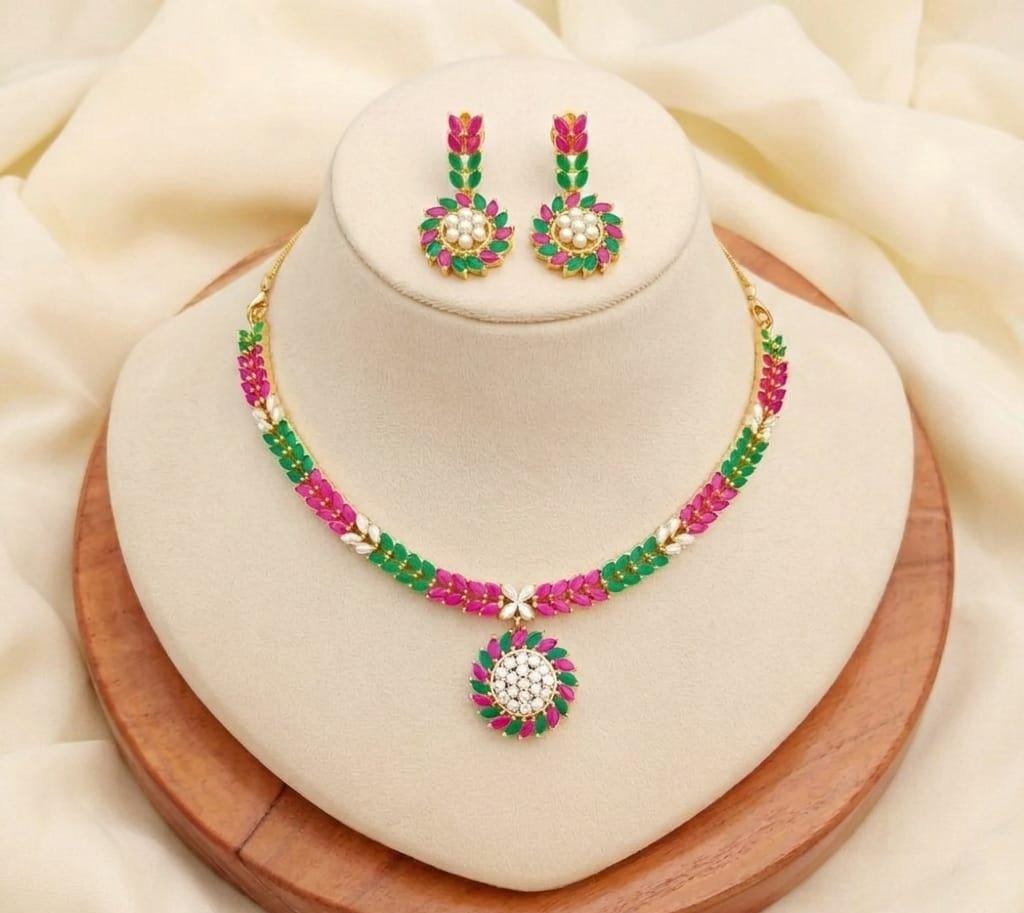 Ruby & Multi Stone Gold Plated Necklace Set for Women | Indian Wedding Bridal Jewellery | Traditional Party Wear Necklace | Gift for Her — 5
