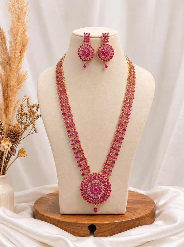 22K Gold Plated South Indian Necklace | Ruby Emerald Coral Gemstone Bridal Wedding Jewelry | Traditional Statement Necklace | Gift for Women