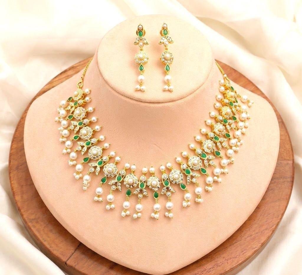 Gold Plated Ruby Necklace Set | South Indian Bridal Wedding Necklace  | Traditional Jewelry | Ethnic Statement Necklace | Gift For Her — 3